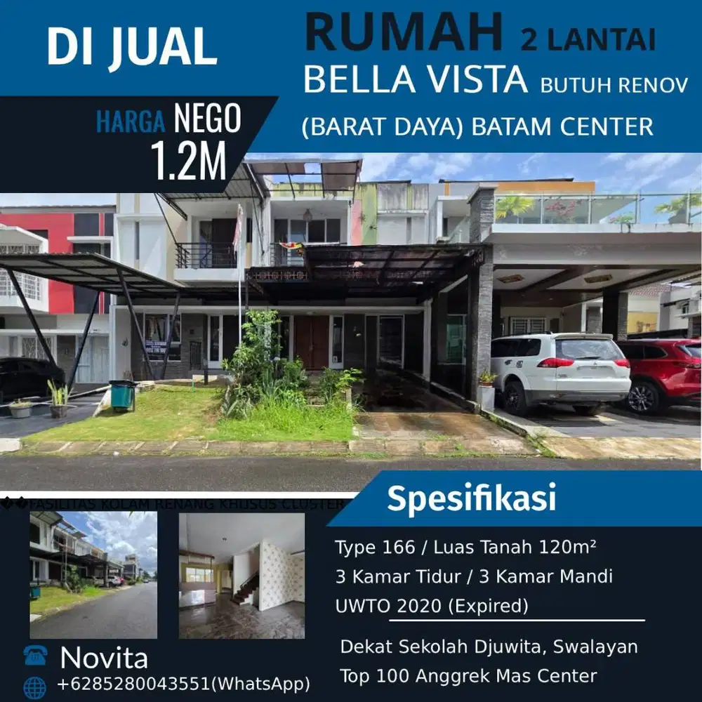 Rumah 2 Lantai Butuh Renovasi BELLA VISTA (Hadap Barat Daya)