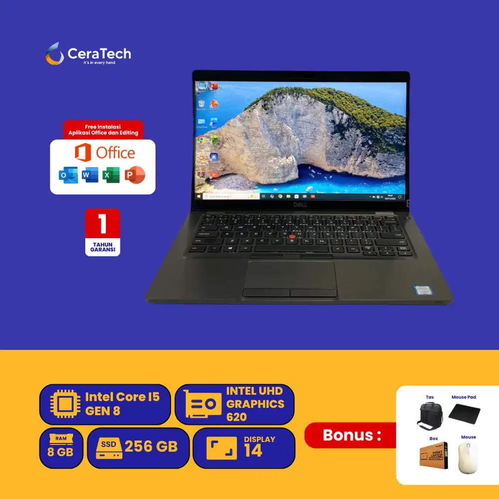 LAPTOP DELL LATITUDE 5400 INTEL CORE I5 GEN 8 RAM 8 GB SSD 256 GB