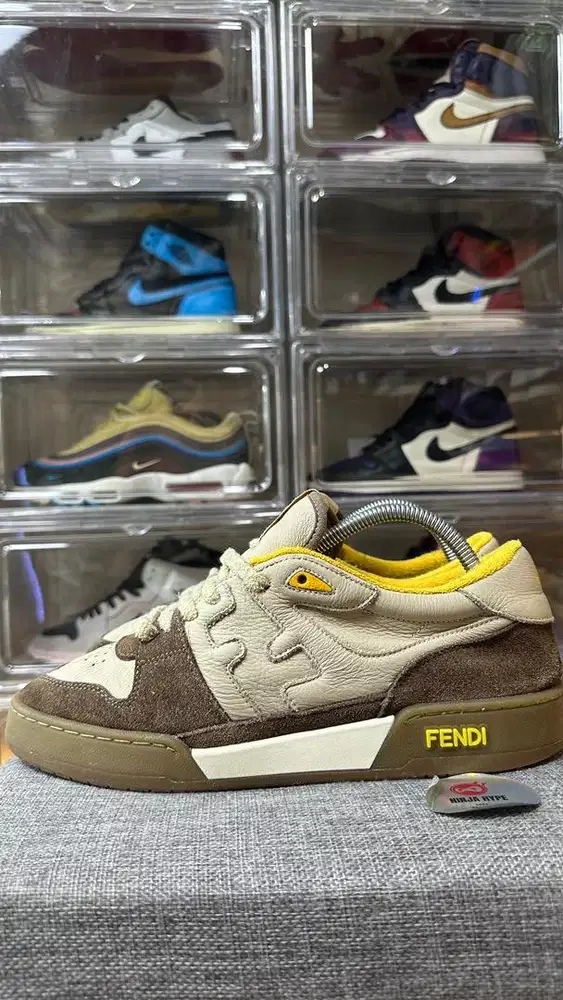 FENDI MATCH SUEDE BEIGE YELLOW LOW TOP SNEAKERS
