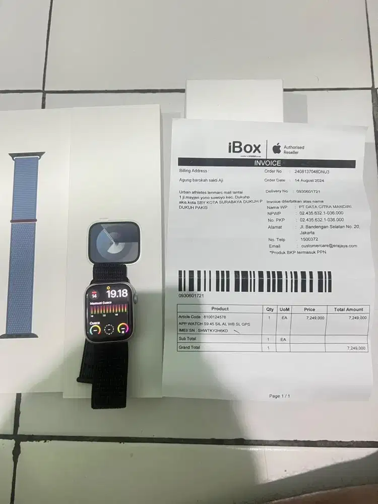 Apple watch seri 9 45mm silver