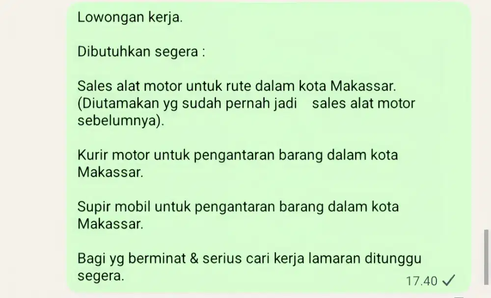 Lowongan kerja (segera)