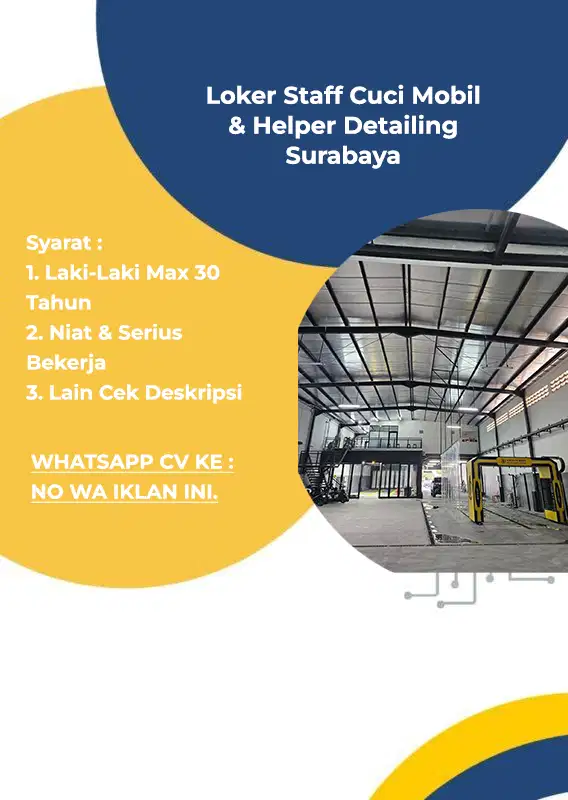Loker Staff Tukang Cuci Mobil / Car Wash Boy Bengkel Surabaya