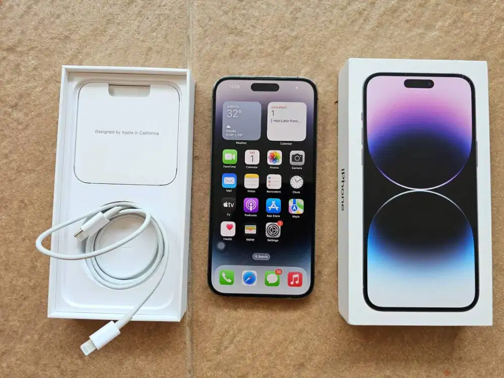iPhone 14 Pro Max 256GB Purple Fulset Ori Like New IMEI sudh Bea Cukai