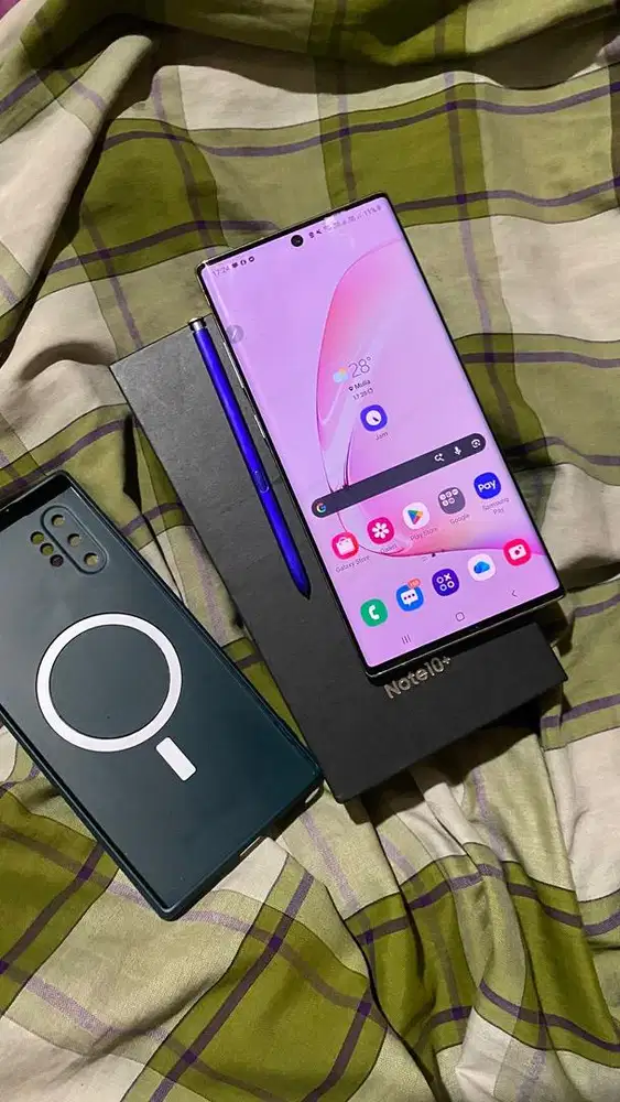 samsung note 10 plus sein 12/256gb fullset layar lengkung no minus