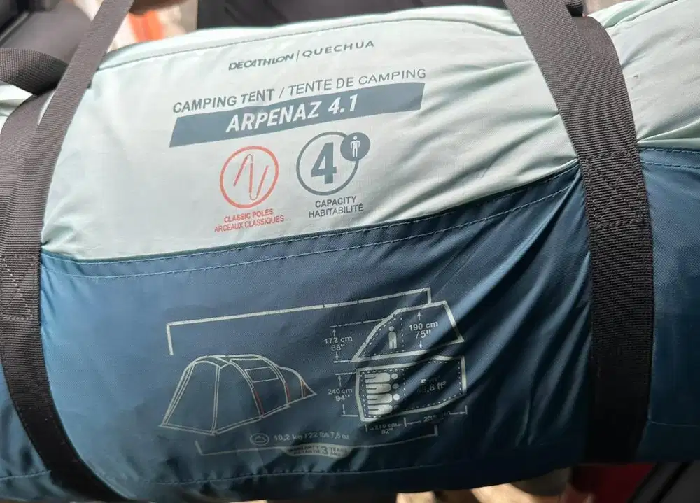 Tenda camping arpenaz 4.1 kemah keluarga 4 orang dan 1 ruang tidur.