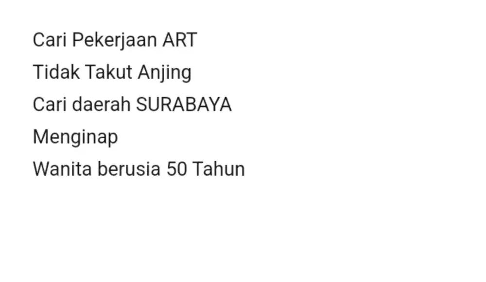 Cari pekerjaan Asisten Rumah Tangga