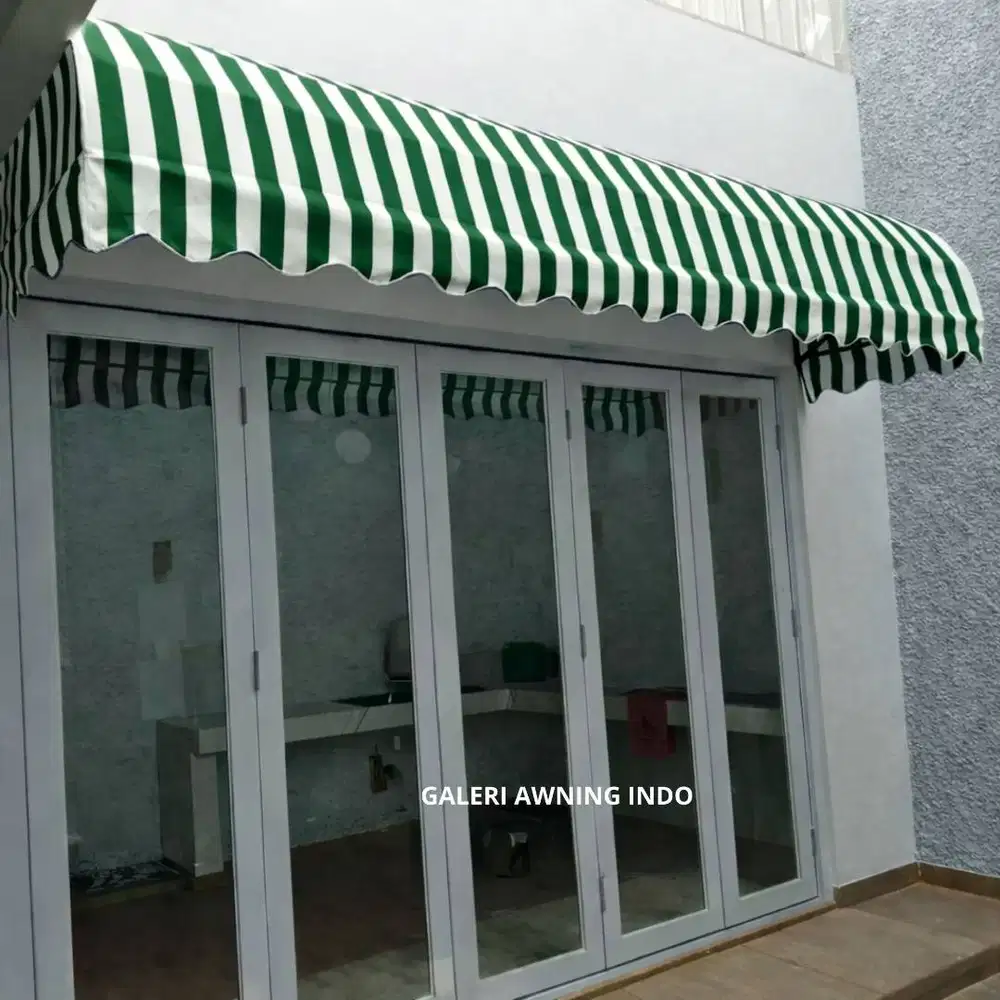 Awning Rumah Kuat dan Cantik untuk Segala Cuaca warna belang putih hij