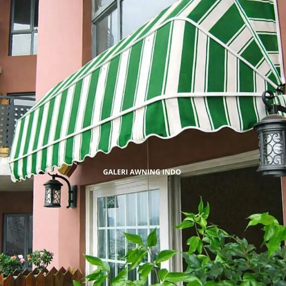 Kanopi Kain Awning Teras Depan Rumah rangka melengkung