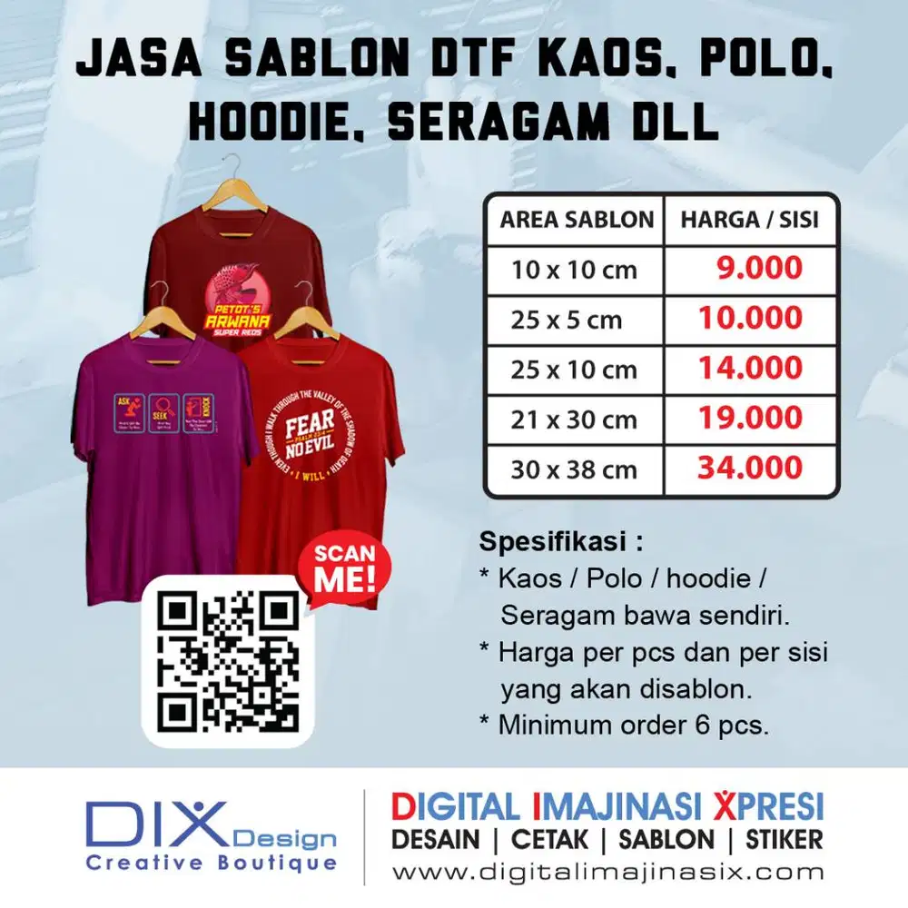 Jasa Sablon DTF Kaos, Polo, Hoodie, Seragam, Topi, Tas Spunbond