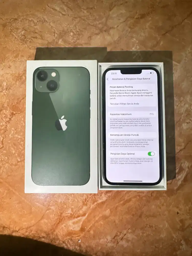 Iphone 13 256gb
Ibox
Kesehatan baterai 71%
Sinyal permanen
