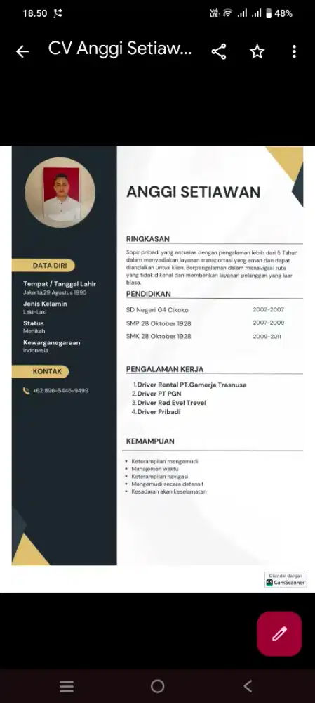 Cari pekerjaan driver pribadi/oprasional
