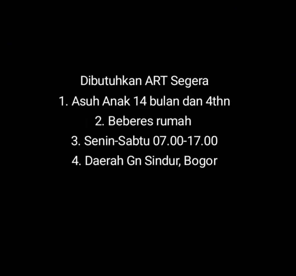 Dibutuhkan segera