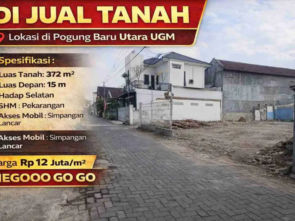 DIJUAL TANAH PEKARANGAN STRATEGIS – POGUNG BARU UTARA UGM