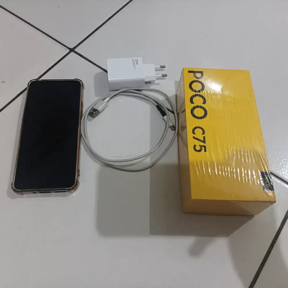 Hp android xiaomi Poco c75 hitam 6/128 fullset, box, kabel charger ori