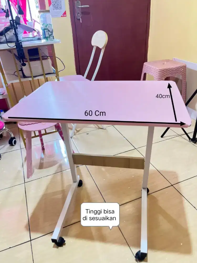 Meja laptop / belajar adjustable roda