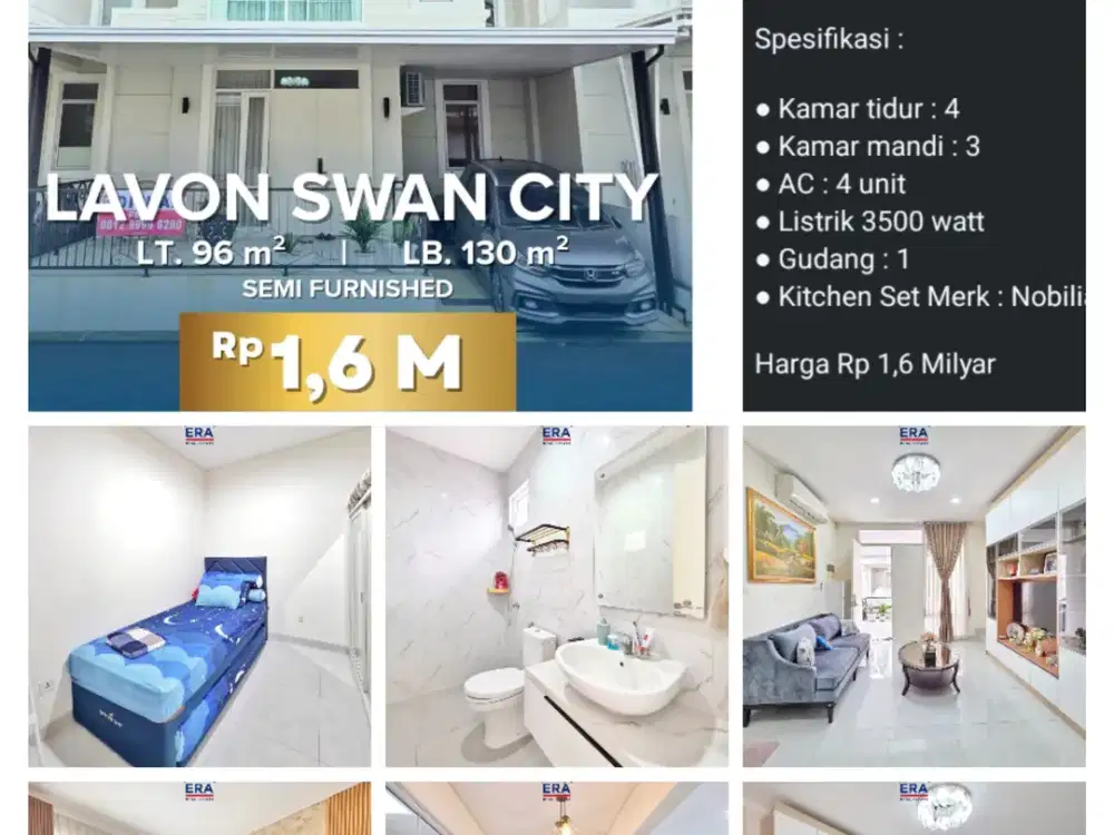 Dijual rumah lavon swancity pasar kemis cikupa tangerang bebas banjir