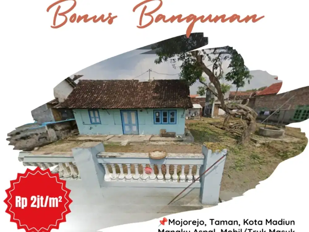 Dijual Tanah Bonus Rumah Di Mojorejo Kota Madiun