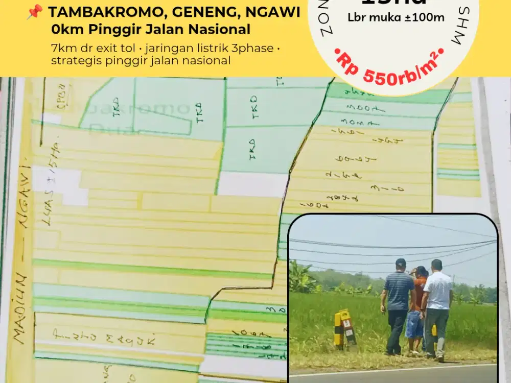 Dijual Lahan Komersil Pinggir Jalan Nasional Ngawi