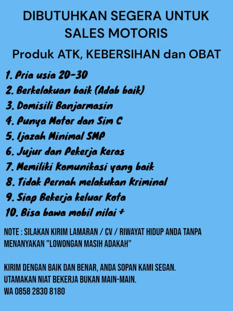 Sales Motoris obat