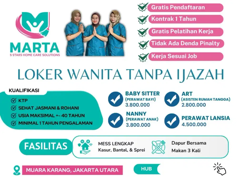 LoKer untuk perempuan melalui yayasan langsung majikan