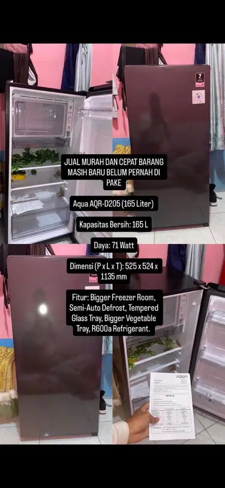 JUAL CEPAT KULKAS MASIH BARU BELUM PERNAH DIPAKAI