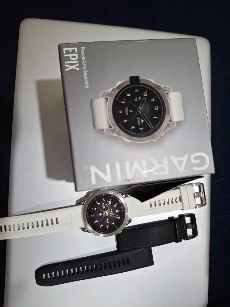 Garmin Epix Shapphire - White. TERMURAH. Fullset Garansi Resmi