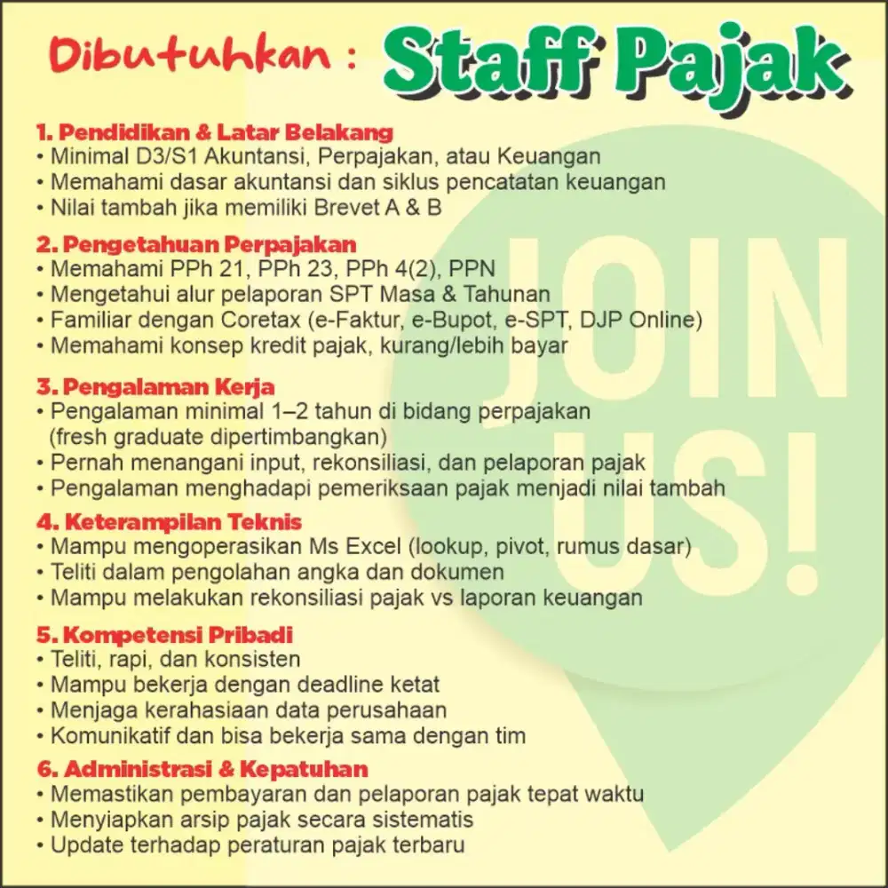 Staff Pajak di Perusahaan Spare Part