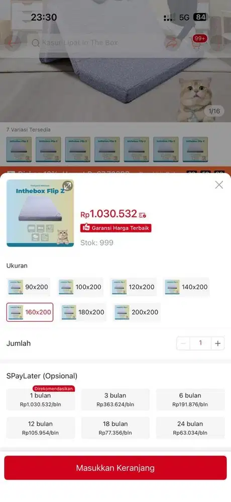 Kasur lipat in the box uk 160