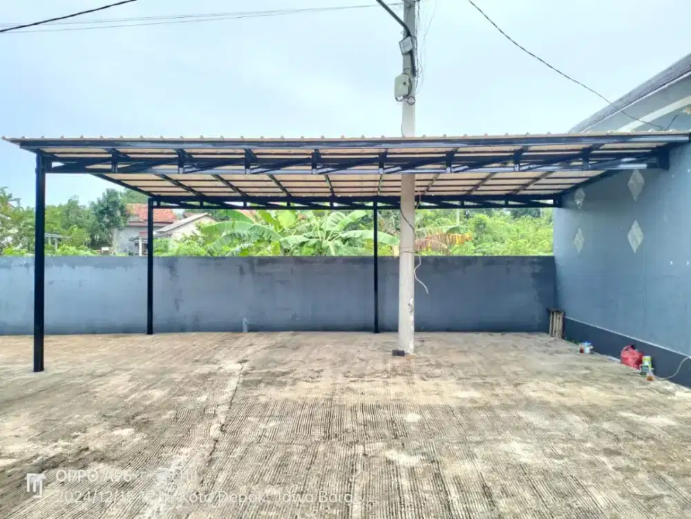 Kanopi alderon singel pelapon rangka 12m PVC terpsang