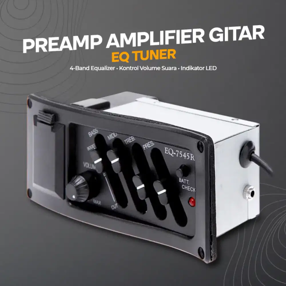 Preamp Amplifier Gitar with 4 Band EQ and Tuner