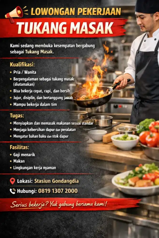 Dicari tukang masak