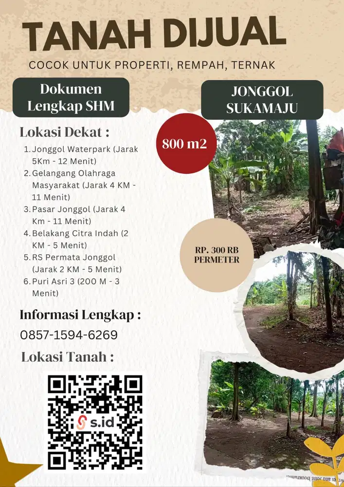 DIJUAL TANAH MURAH BELAKANG CITRA INDAH, DAERAH JONGGOL SUKAMAJU