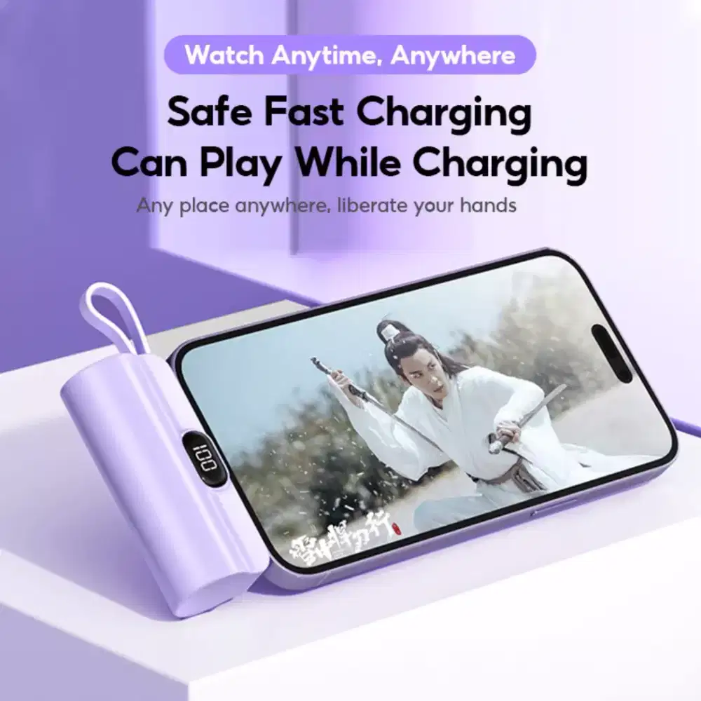 Pocket Powerbank 5000Mah for iphone&usb type c with led display