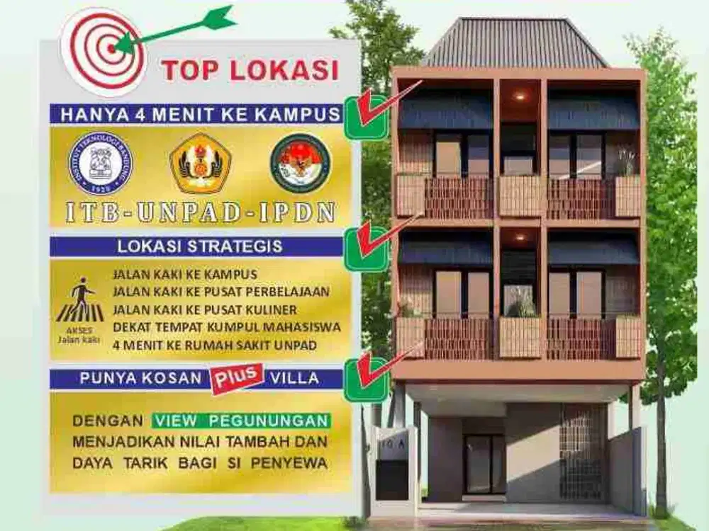 Jula Kosan Apartkost Baru (1 Unit Lagi) Ring 1 Kampus UNPAD, ITB, IPDN Jatinangor Bandung