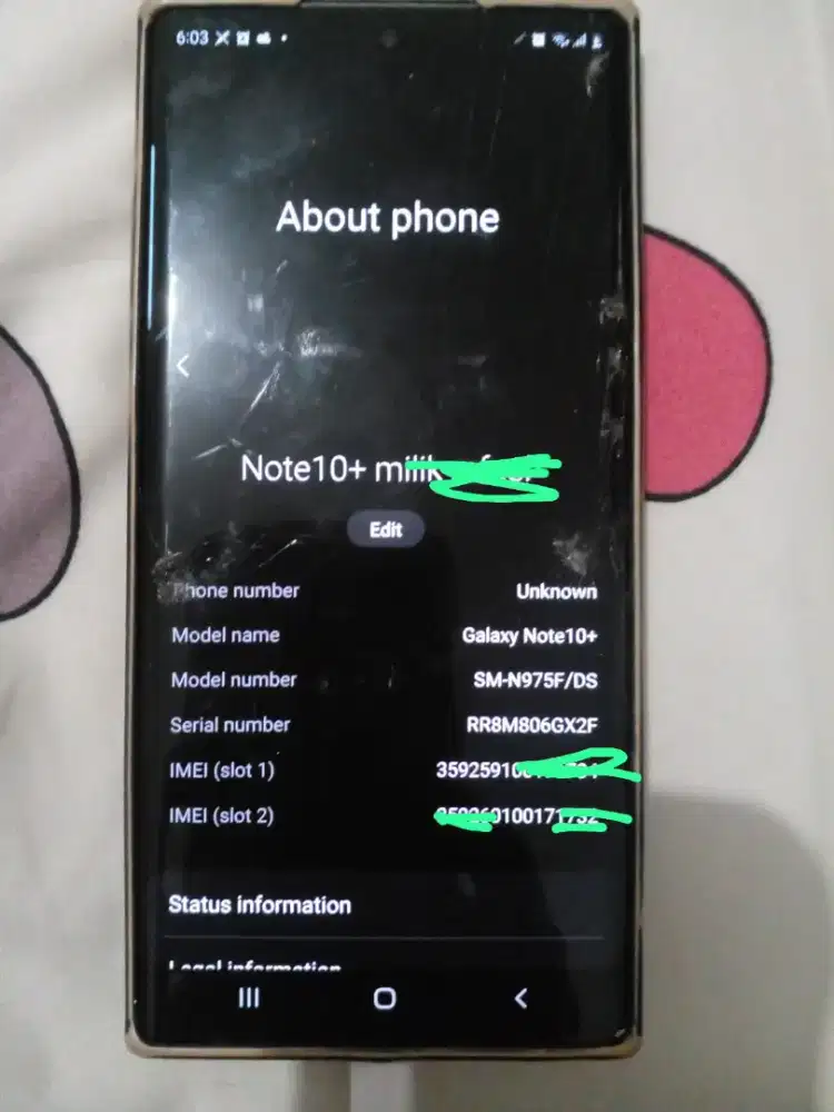 Dijual samsung note 10 +