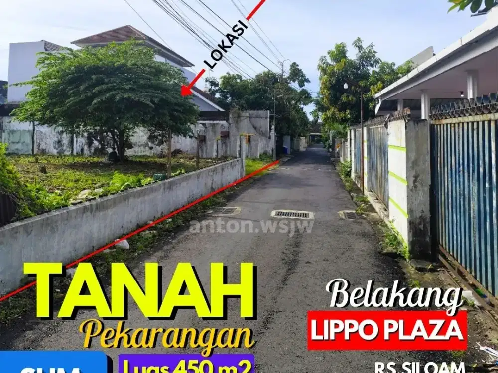 Tanah STRATEGIS Jogja belakang Lippo Plaza Luas 450 m2 lb 21 m SHM