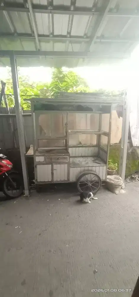 Gerobak dagang bahan besi alumunium