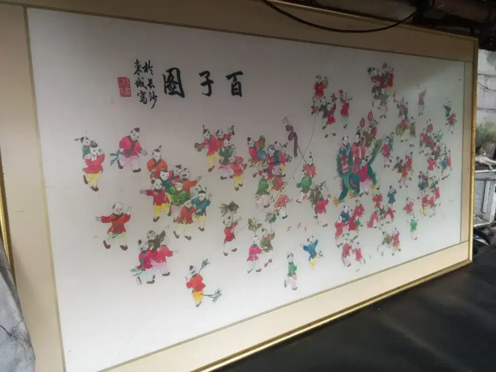 Antik pajangan dinding kain 80x160 minus kaca pecah