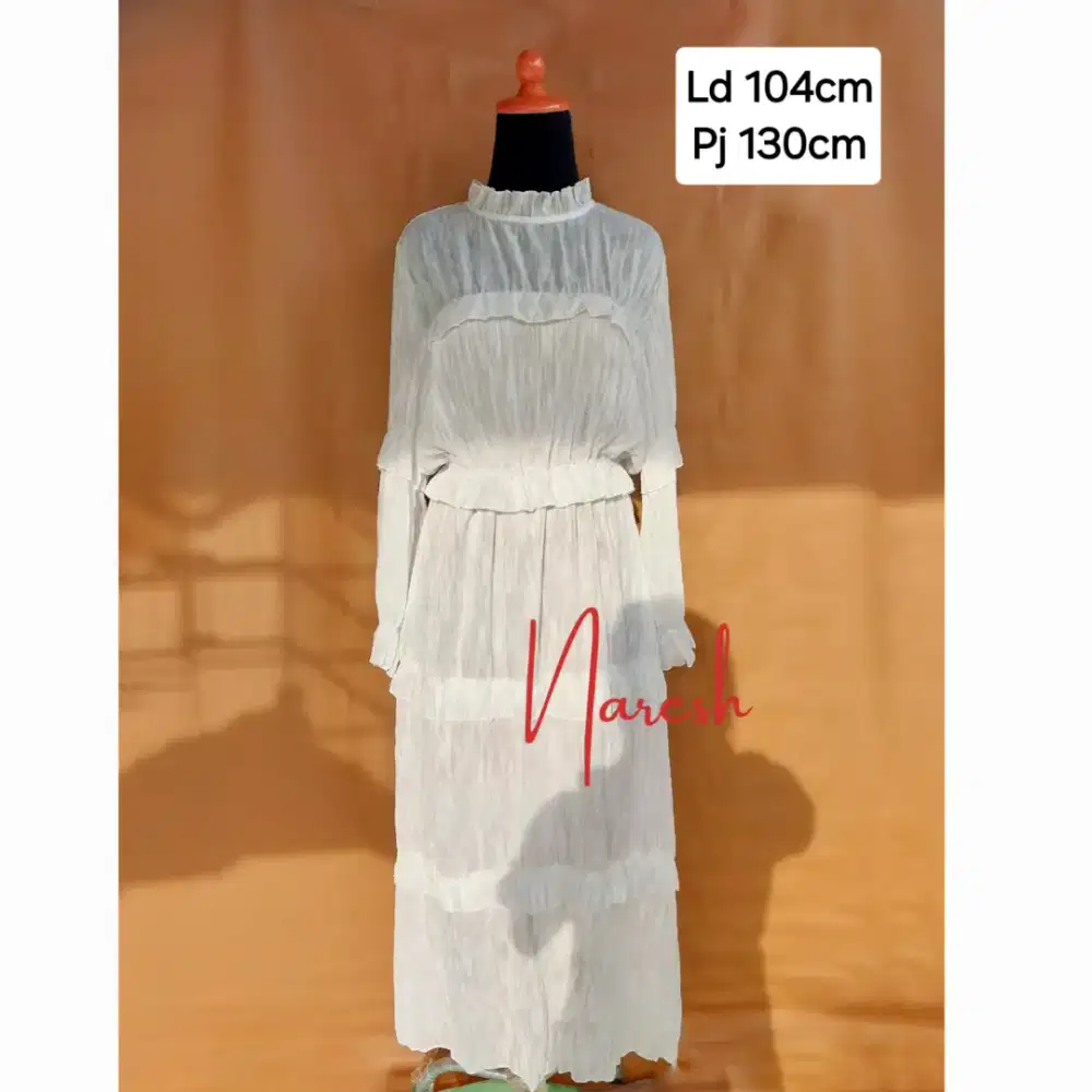 WHITE DRESS KOREAN STYLE IMPORT BAJU WANITA