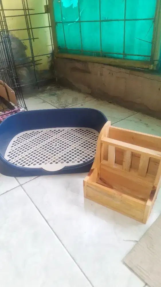 Litter Box dan wadah makan kayu