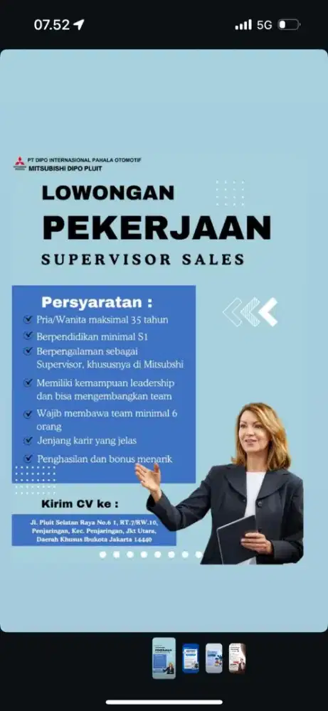Lowongan Spv dan Sales Mitsubishi