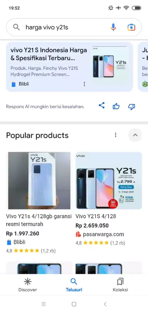 Vivo y21s ram 4/128