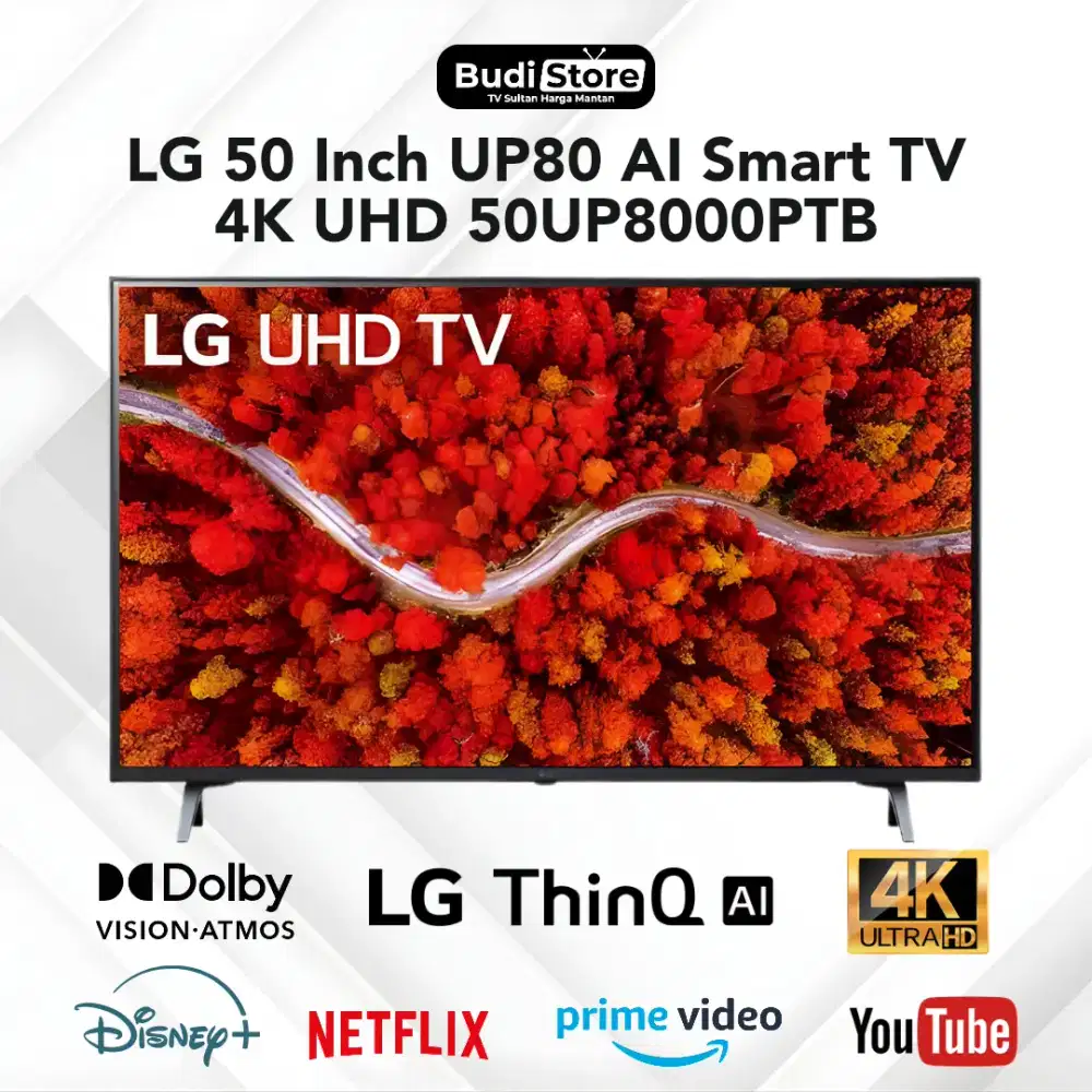 LG 50 Inch UP80 Smart TV UHD 4K AI Dolby Vision Atmos 50UP8000PTB