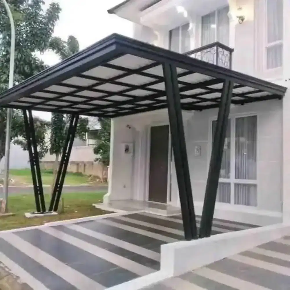 Kanopi besi minimalis cat hitam