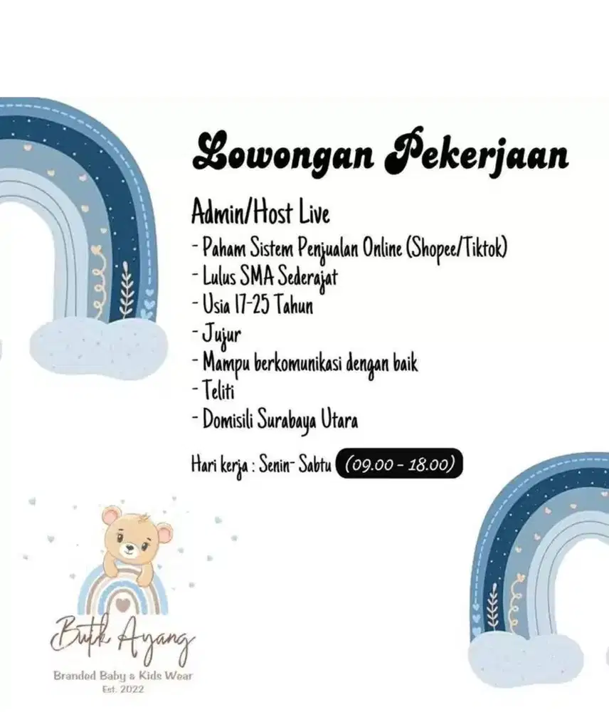 Admin & Host Live Online Shop Baju Bayi