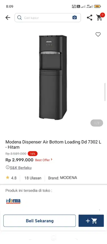 Dispenser Modena cicilan tanpa dp pakai indodana paylater
