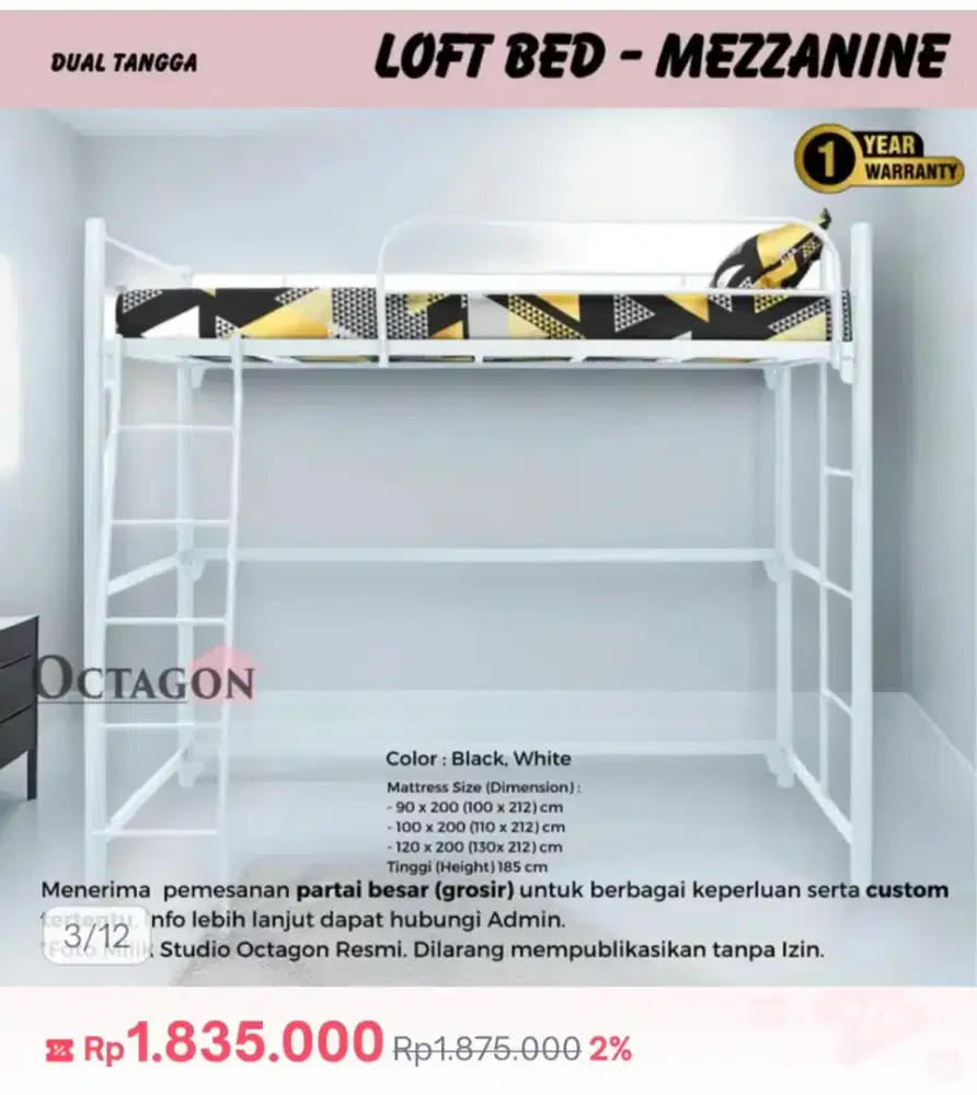 Ranjang tingkat 100x200