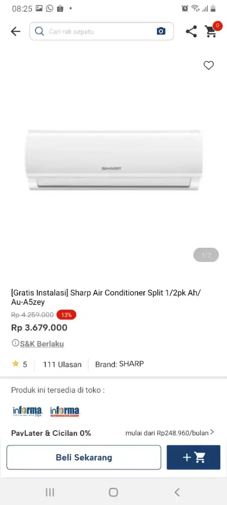 Sharp ac 1/2pk standart