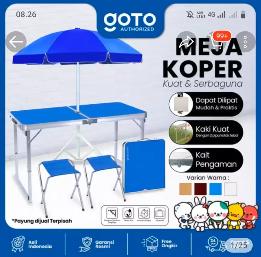Preloved meja lipat + payung