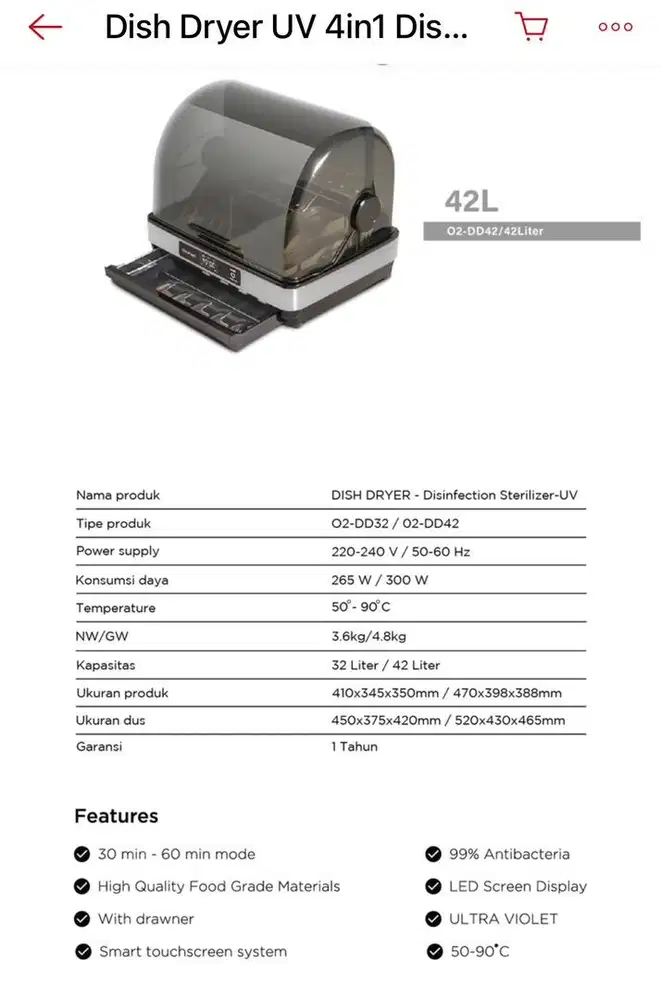 Dish Dryer 4 in 1 UV steril botol susu dan alat makan